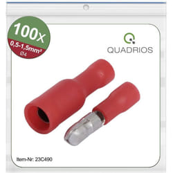 23C490 Cosse cylindrique mâle 0.5 mm² 1.5 mm² rouge 100 pc(s) - Quadrios