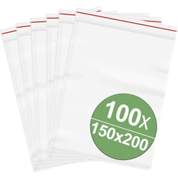 Sachet à fermeture pression sans bande d'inscription (l x h) 150 mm x 200 mm transparent Polyéthylène C478192