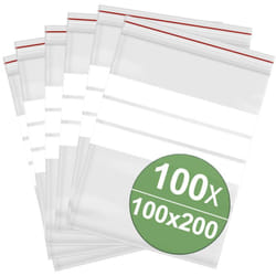 Quadrios - Sachet à fermeture pression avec bande d'inscription (l x h) 100 mm x 200 mm transparent Polyéthylène
