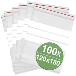 Sachet à fermeture pression avec bande d'inscription (l x h) 120 mm x 180 mm transparent Polyéthylène