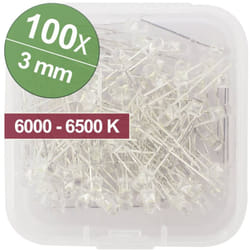 Quadrios - Assortiment de LEDs blanc froid 3 mm 20 mA 3.0 v