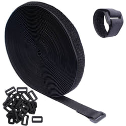 Quadrios 23CA190 Bande auto-agrippante pour grouper partie velours et partie agrippante (L x l) 10 m x 20 mm noir 10 m