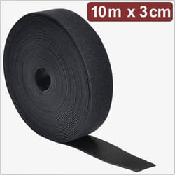Quadrios - 24CA308 Bande auto-agrippante pour grouper partie velours et partie agrippante (l x l) 10 m x 3 cm noir 10 m