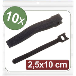 Quadrios - 24CA313 Collier de serrage auto-agrippant pour grouper partie velours et partie agrippante (l x l) 100 mm x 25 mm noir 10 pc(s) Y112453