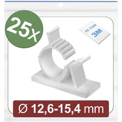 Quadrios 24CA447 Embase de fixation autocollant 24CA447 Plage de Ø du faisceau 12.6 à 15.4 mm blanc 25 pc(s)