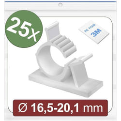Quadrios 24CA448 Embase de fixation autocollant 24CA448 Plage de Ø du faisceau 16.5 à 20.1 mm blanc 25 pc(s)