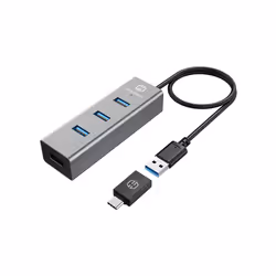 GRAUGEAR G-HUB4-AC, USB 3.2 Gen 1 (3.1 Gen 1) Type-A, USB 3.2 Gen 1 (3.1 Gen 1) Type-A, 5000 Mbit/s, Aluminium, Noir, Alumini ...
