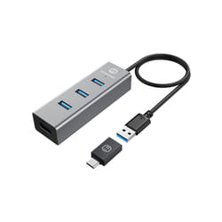 GRAUGEAR G-HUB4-AC hub & concentrateur USB 3.2 Gen 1 (3.1 Gen 1) Type-A 5000 Mbit/s Aluminium, Noir