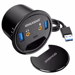 GRAUGEAR G-THUB-AU-60, USB 3.2 Gen 1 (3.1 Gen 1) Type-A, USB 3.0, USB 3.2 Gen 1 (3.1 Gen 1) Type-C, Noir, 69 mm, 69 mm, 47 mm