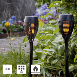 Les six lampes solaires sont équipées d'un piquet de terre qui vous permet de planter la torche dans le sol n'importe où. Du ...