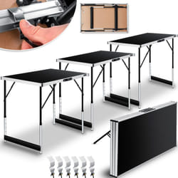 Table multifonctions Profi 3 pièces 100 x 60 cm Table à tapisser 30kg de charge par table Avec fonction d'extension Table pliante Table de marché aux