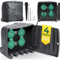 Kesser - Prise de jardin aspect pierre avec 4 emplacements Piquet de terre inclus Prises multiples extérieures avec câble de rallonge de 3m Prise
