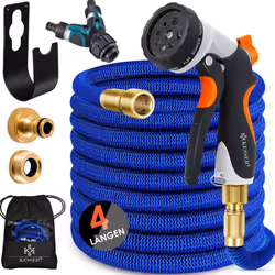 KESSER Tuyau d'arrosage premium avec pistolet puissant et 10 modes de jet, accessoires de fixation murale inclus, convient po ...