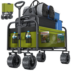 KESSER® Chariot à bras pliable avec pneus larges Chariot de transport Chariot d'outillage incl. 2 poches filet pliable pneus en plastique jusqu'à 120