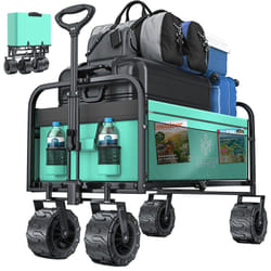 Kesser - Bollerwagen pliable avec pneus larges Chariot de transport Chariot d'outillage incl. 2 poches filet pliable pneus en plastique capacité de