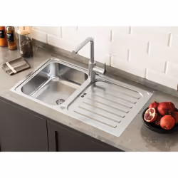 Respekta® évier en inox Riverside : Evier en inox avec 1 cuve et égouttoir Largeur de l'égouttoir 318 mm Pour évier sous plan ...