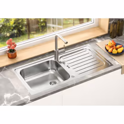 Respekta® évier en inox Riverside : Evier en inox avec 1 cuve et égouttoir Largeur de l'égouttoir 410 mm Pour sous-évier denk ...