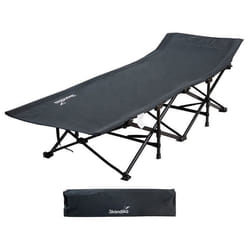 Lit de Camp lit dappoint Camping Pliant pliable - Skandika Erola - 190 x 68 cm - jusquà 150 kg - Sac de transport - Gris foncé