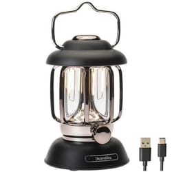 Lampe lanterne de camping LED - Skandika Forsol - Rechargeable USB - rétro - Blanc chaud-froid - 350 lumens - noir