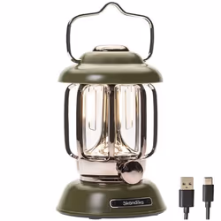 Lampe lanterne de camping LED - Skandika Forsol - Rechargeable USB - rétro - Blanc chaud-froid - 350 lumens - vert