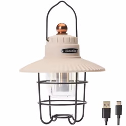 Lampe lanterne de camping LED - Skandika Soroya - Rechargeable USB - Fonction Powerbank- rétro - Blanc chaud-froid - 500 lume ...