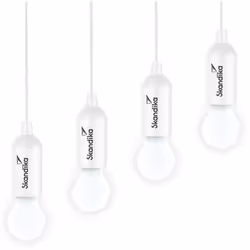 Lampe de camping LED suspendue - Skandika Narvik - ampoule rétro avec cordon pull light - Blanc