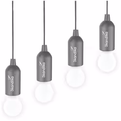 Lampe de camping LED suspendue - Skandika Narvik - ampoule rétro avec cordon pull light - Gris