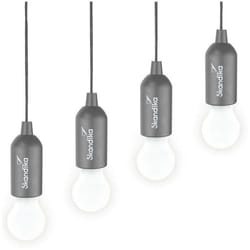 Lampe de camping LED suspendue - Skandika Narvik - ampoule rétro avec cordon pull light - Gris