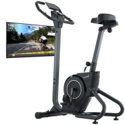 Vélo dappartement Skandika Cykling P6-H - connecté - 32 niveaux de résistance affichage LED Bluetooth support tablette