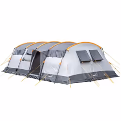 Tente tunnel Skandika Hurricane 8 Sleeper Protect - 8 places - Tapis de sol cousu - 2 cabines de couhage noires