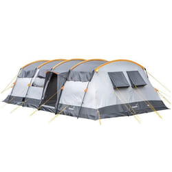 Tente tunnel Skandika Hurricane 8 Sleeper Protect - 8 places - Tapis de sol cousu - 2 cabines de couhage noires