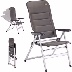 Fauteuil chaise de camping pliante en aluminium - Skandika Lepola - dossier réglable en 7 positions- accoudoirs - appui-tête