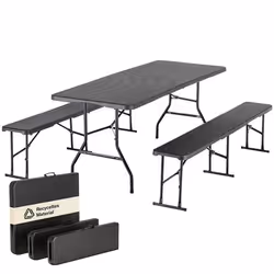 Ensemble Table/Bancs Skandika MASI - Banc Max 300 kg Table Max 200 kg HDPE recyclé Pliable