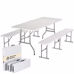 Ensemble Table/Bancs Skandika MASI - Banc Max 300 kg Table Max 200 kg HDPE recyclé Pliable