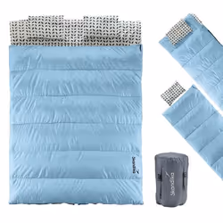 Sac de Couchage Rectangulaire Double - Skandika Iceland - 2 Pers 3 Saisons coussins séparable