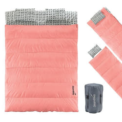Sac de Couchage Rectangulaire Double - Skandika Iceland - 2 Pers 3 Saisons coussins séparable - Saumon