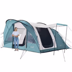 Tente familiale Tunnel 5 Personnes - Skandika Egersund 5 Sleeper Protect - Tapis de Sol Cousu cabine sombre - Vert