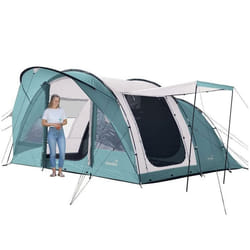 Tente familiale Tunnel 5 Personnes - Skandika Egersund 5 Sleeper Protect - Tapis de Sol Cousu cabine sombre - Vert