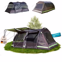 Tente tunnel - Skandika Solheim 4 Protect - Tente de camping 4 places - Protection Anti-UV - Sol cousu