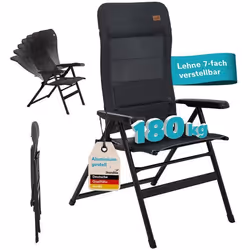Fauteuil chaise de camping pliante en aluminium - Skandika Lepola XL - dossier réglable sur 7 positions- accoudoirs - appui-t ...