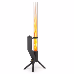 GARDENFLARE Tube de feu - Colonne de feu en acier inoxydable cheminée de jardin pour terrasse et jardin (noir thermolaqué)