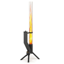 GARDENFLARE Tube de feu - Colonne de feu en acier inoxydable cheminée de jardin pour terrasse et jardin (noir thermolaqué)