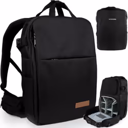 ENTDECKBAG Sac à Dos Photo Antivol avec Ceinture Ventrale Imperméable Appareil DSLR Compartiment de Rangement 14 Ordinateur P ...