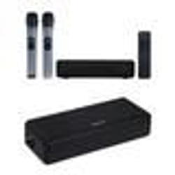 Barre de son portable - UHF - 30W - 2 microphones sans fil - Bluetooth 5.0 - Effet décho