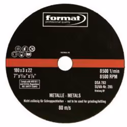 Disque à tronçonner pour le métal - Corindon - Pour un pouvoir abrasif élevé et une durée de vie importante - Alésage normali ...