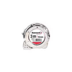 Format - Mètre ruban de poche chromé 3mx16mm blanc