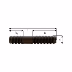 Tige filetée, Matériaux : traité pour classe de résistance 8.8, Ø de filetage x longueur d x l M24 x 250 mm, Longueur filetag ...