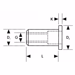 Blindniet mère alu, standard, plat rond-tête Tête ronde plate Aluminium
