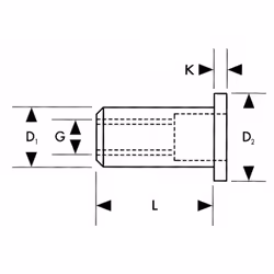 Blindniet mère alu, standard, plat rond-tête Tête ronde plate Aluminium
