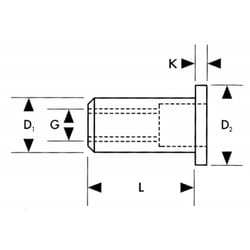 Fortis - Ecrou à sertir aveugle a 50 unités M4x10,5mm